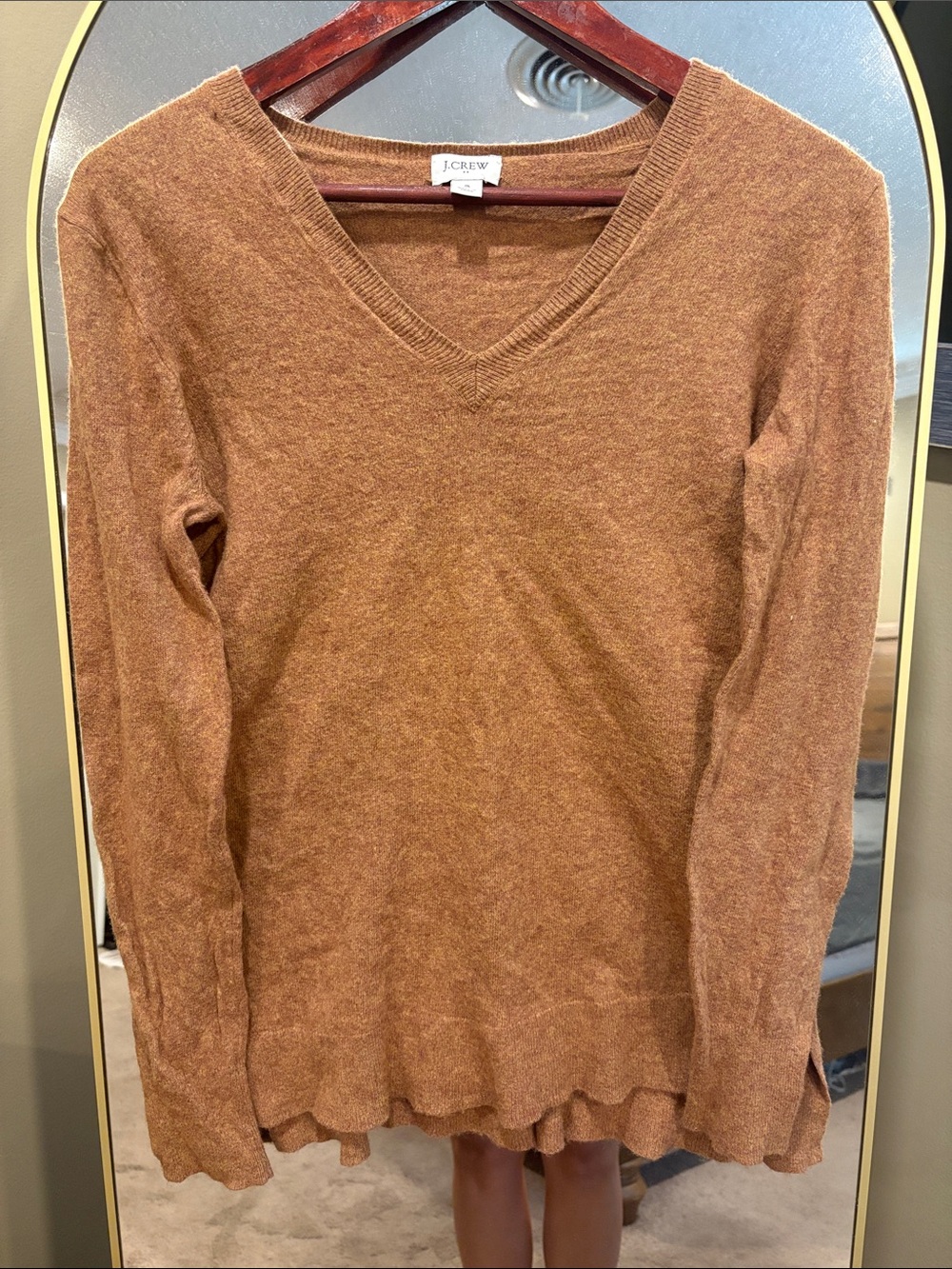 J. Crew Women's V-Neck Sweater in Rust Brown